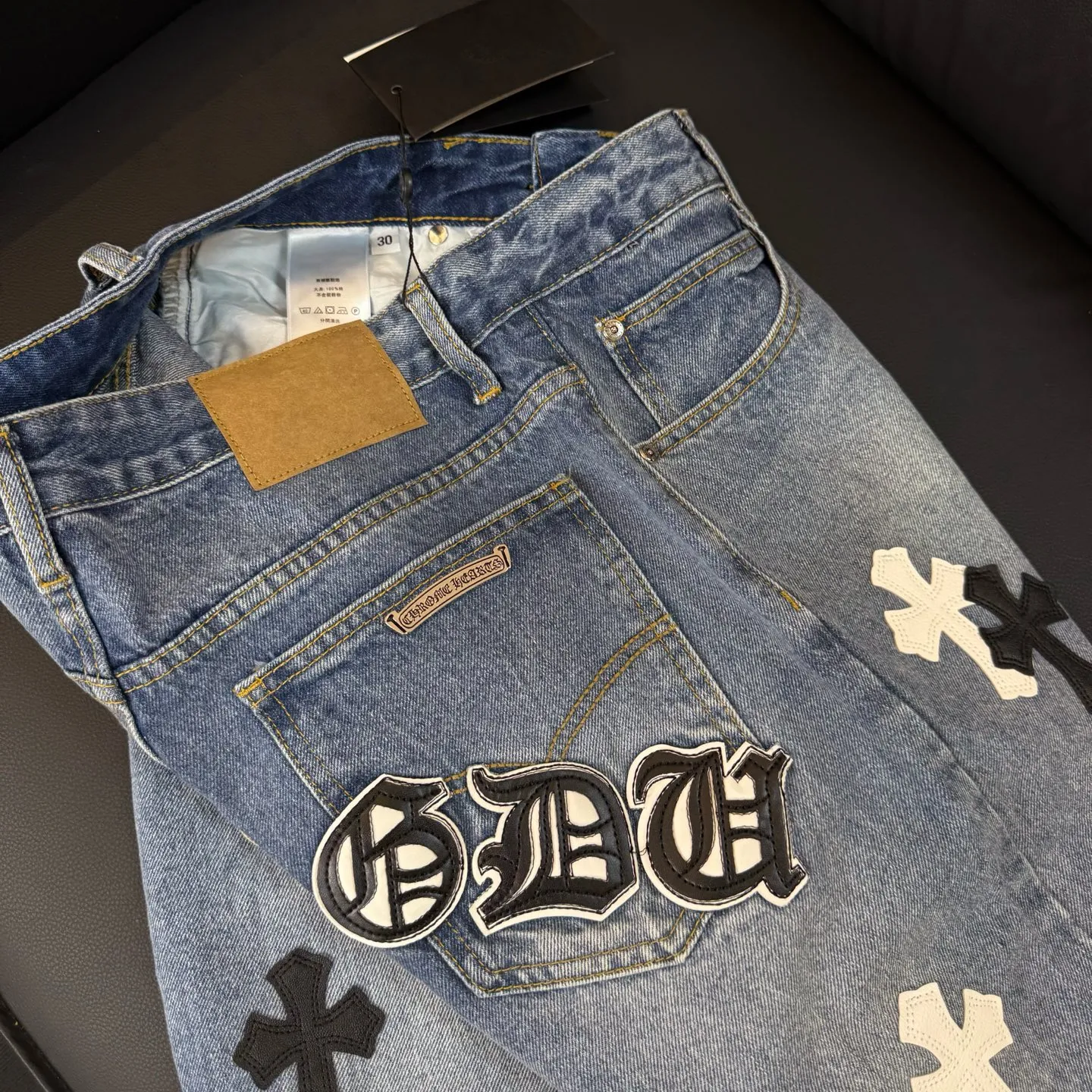 P280 Style number: D411 Chrome Hearts New York limited Sanskrit cross jeans Size# 28 30 32 34